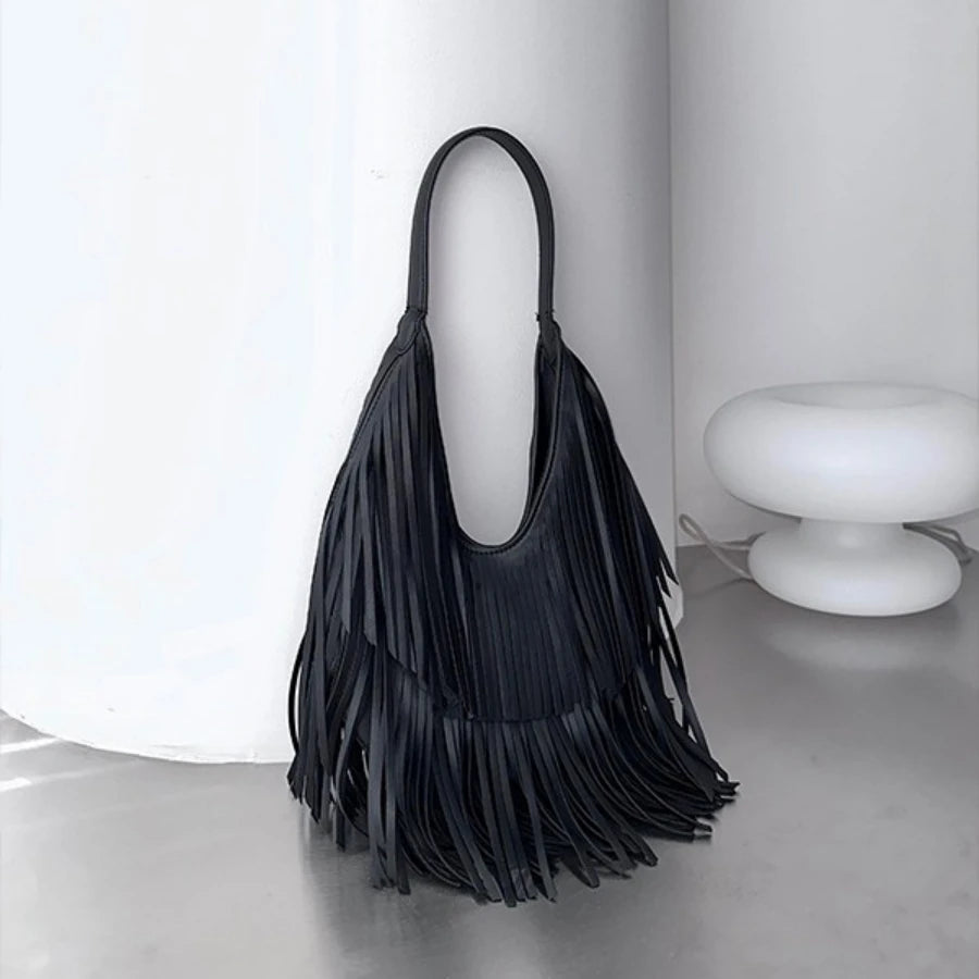 The Long-Fringe Shoulder Bag, product photograph for the SIX7 handbag collection